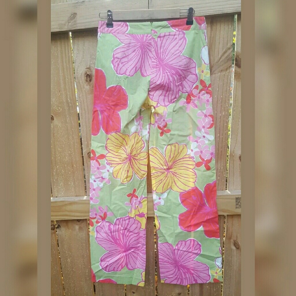 Gorgeous vintage Lilly Pulitzer colorful floral print pants, sz 4 - Picture 2 of 4